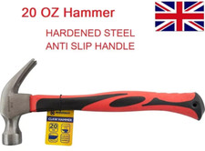 Claw Hammer 20oz  Steel Solid Fibreglass Straight Handle Shaft Rubber Forged New