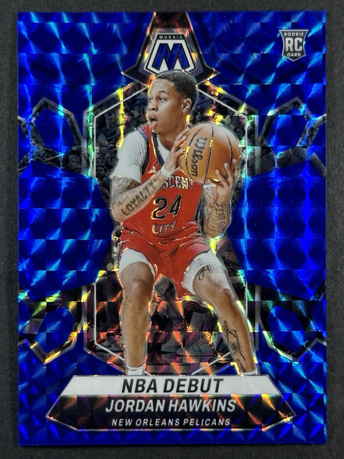 2023-24 Panini Mosaic Jordan Hawkins NBA Debut Blue Mosaic /199 #253 RC