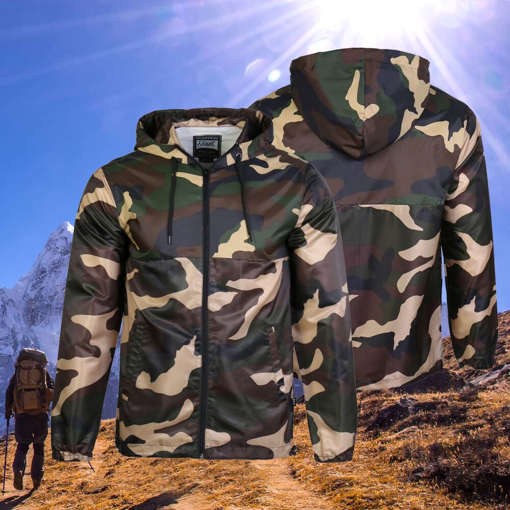Beautiful Giant Men's Outdoor Jacket Camo Hoodie Lightweight