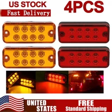 4pcs Amber/Red 8 LED Side Marker Lights Clearance Light Truck Trailer Waterproof