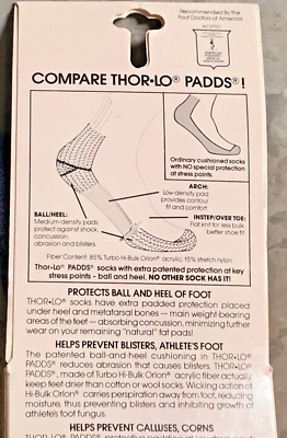 Vintage Unisex THOR-LO Golf GX-13 Universal Socks Padds NOS 10-13