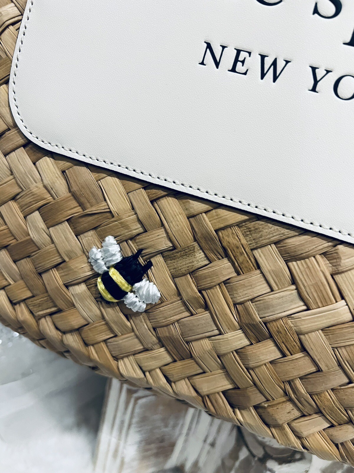 Kate Spade Honey Bee Straw Tote Embroidered Queen Bee Travel, Beach, Cabana NWT eBay