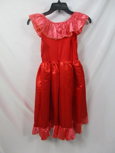 Elena Avalor Costume Girls 7/8 Disney Store Deluxe Princess Red Poly No Belt - Picture 6 of 10