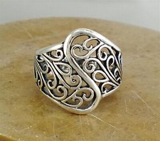 STUNNING STERLING SILVER WIDE FILIGREE RING size 9 style r0288