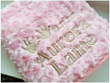 CUTE HANDS SUPER SOFT PINK BLUE BOY GIRL PERSONALISED EMBROIDERED BABY BLANKET