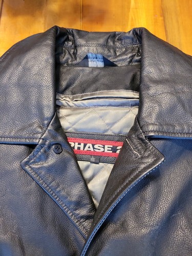 PHASE 2 Men Black Genuine Leather Lined 3-Button Full Length Coat Size L - Picture 2 of 13