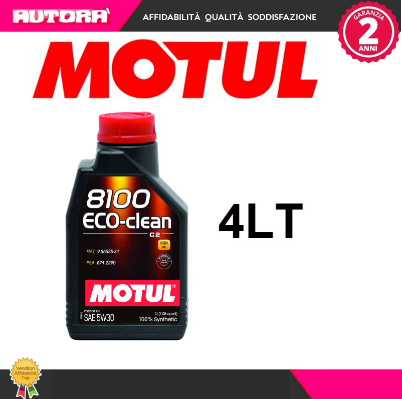 101542 4lt Olio 8100 Eco clean 5W30 (C2) 100% sintetico (MOTUL)