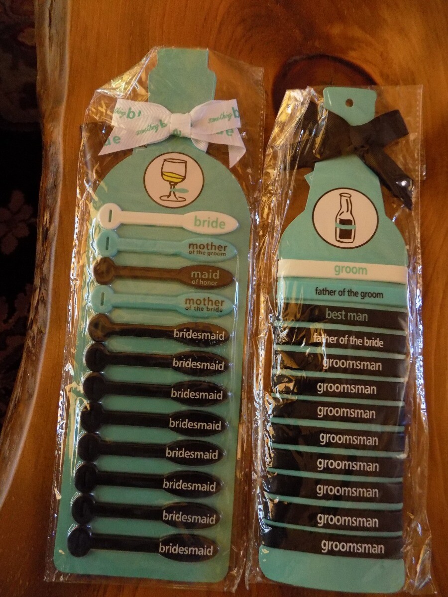 Mudpie Wedding Bride Stem Identifiers Groom Bottle Identifiers NWT