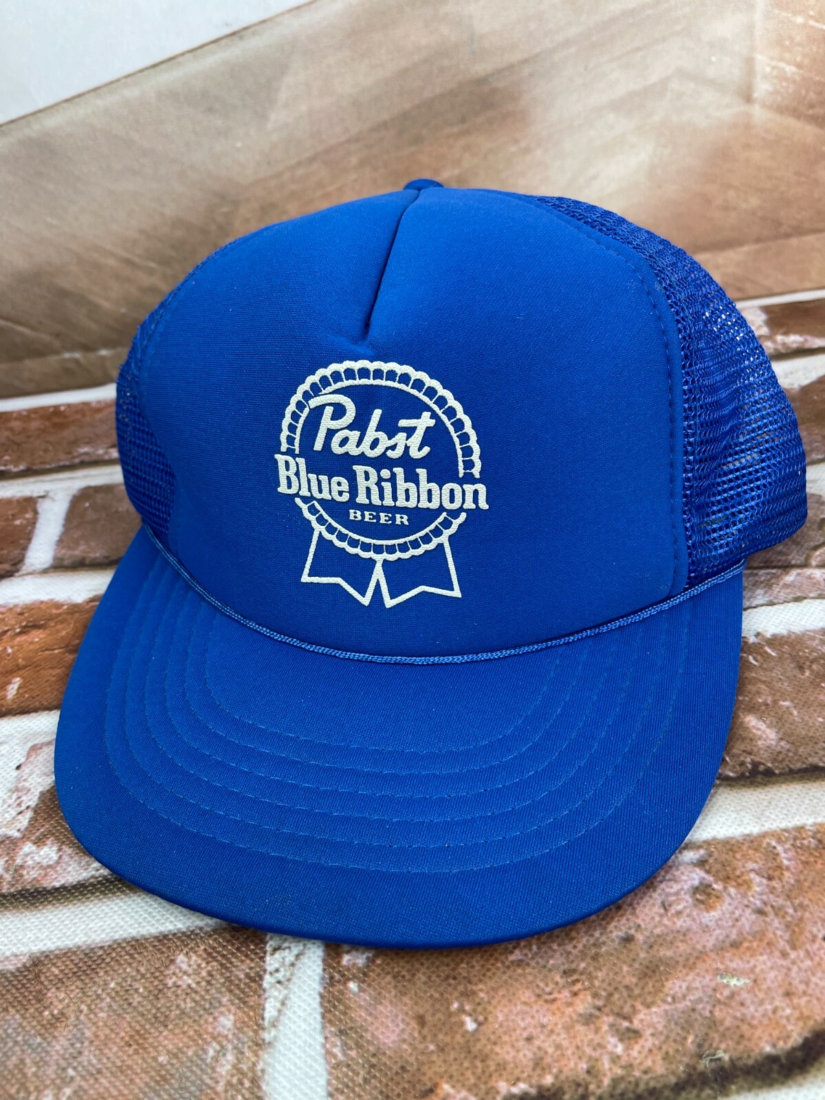 Vintage Pabst Blue Ribbon Beer Hat Snapback Mesh Truc… Gem