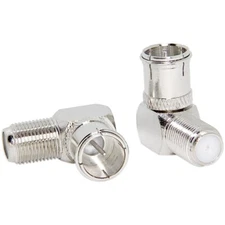 F Type Quick Connect Right Angle 90 Degree M/F Coax TV Push-On Adapter Connector
