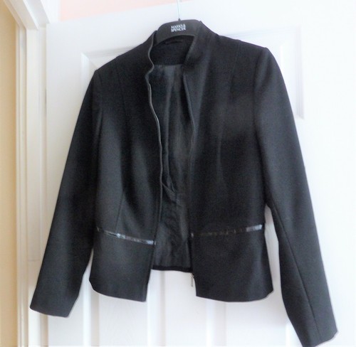 Bay Trading Smart Black Jacket suit a 12 - Mandarin Collar - Black Patent Trim - Picture 2 of 3