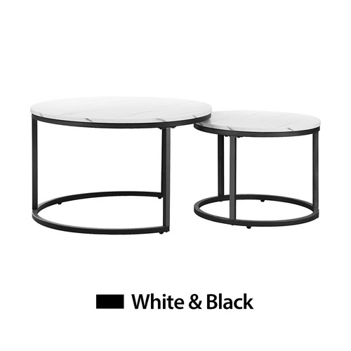 Set of 2 Coffee Table Wooden Elegant Modern Round Furniture Nesting Coffee End - Picture 12 of 12