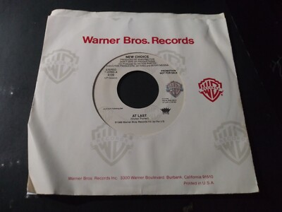 New Choice   At Last NM Promo 45RPM Warner Bros 22860 Record 1988 FUNK & SOUL