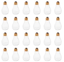 Creative Hobbies 24 Pack Clear Plastic Fillable Light Bulbs for Candy, Weddings