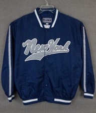 Vintage Clench Men's Nylon Jacket New York Spellout Blue Size XL