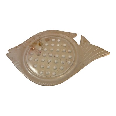 Fish Shaped Vintage Marble Game Solitaire Plate Serving Platter Centerpiece READ