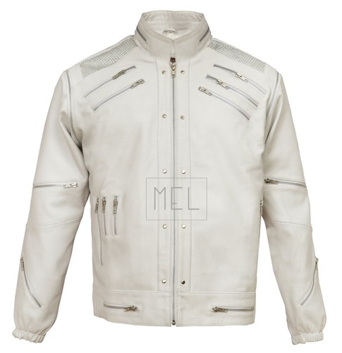 Michael Jackson Beat It MJ weiß, rot & schwarz Herren Lederjacke - alle Größen - Bild 18 von 20