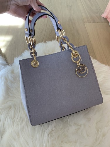 New Michael Kors Cynthia Saffiano Small Leather Satchel Bag Lilac