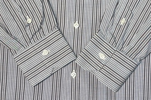 Isaia Napoli Dress Shirt Mens 15.5 39 Purple Stripe Long Sleeve Cotton Italy - Picture 11 of 20