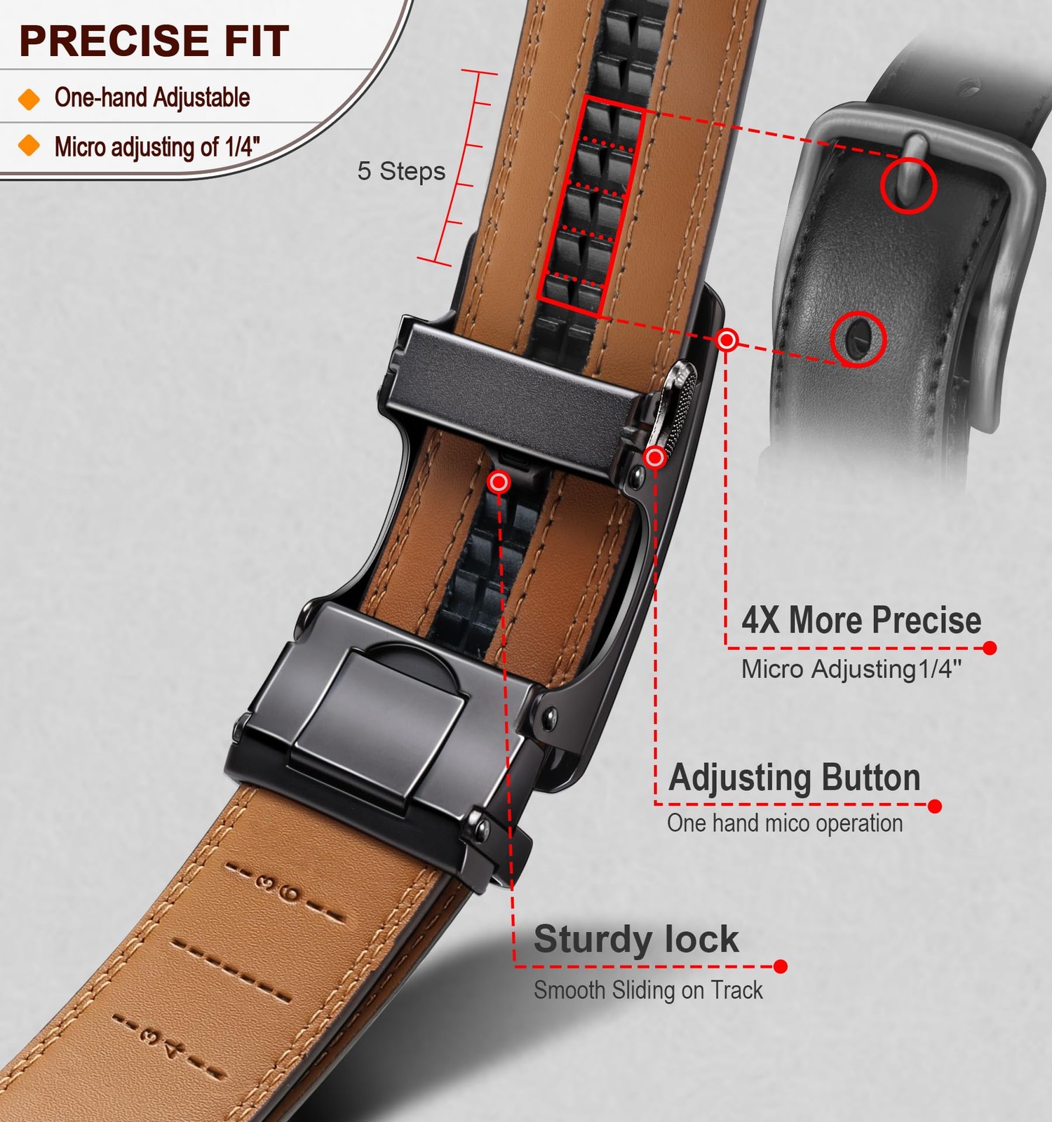 Men Belts 2 Pack,Ratchet Sliding Belt Adjustable For Gift Mens Dress Casual 1...