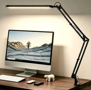 SKYLEO Lampe de bureau pour le bureau d'intérieur, oeil 16.5" Longueur avec pince, noir