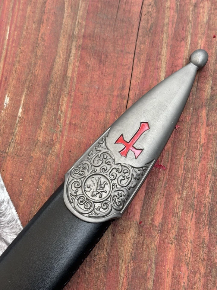38” Espada Cruzada Caballeros Templarios Vaina de Metal Increíble Calidad Doble Borde Foto 3 de 4