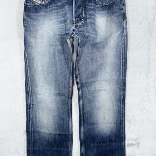 Jeans Diesel Larkee gamba dritta uomo 32x29 blu lavato sbiadito orlato 008J4 - Foto 3 di 15