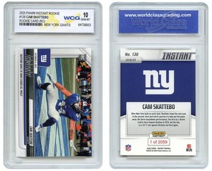 2025 NFL Panini CAM SKATTEBO NY Giants RB ROOKIE CARD RC #138 Graded GEM-MINT 10