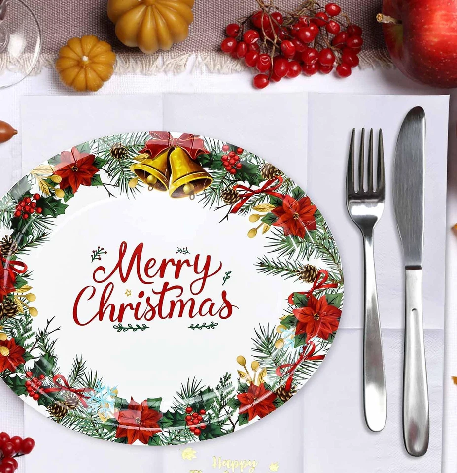 50 件 10 X 12 英寸圣诞快乐椭圆形纸板重型 Xmas Holly L — 第 2/4 张图片