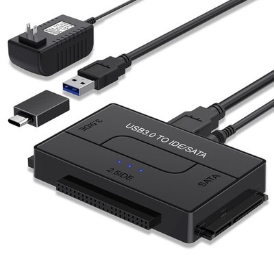 USB 3.0 to SATA IDE Hard Drive Reader, YINNCEEN External Black 