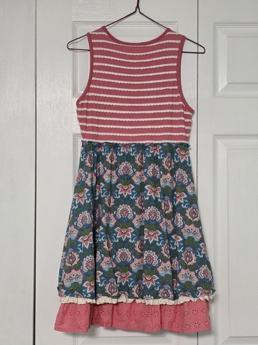 Matilda Jane Enchanted Garden Covington Striped and Print Dress Ruffles Size 12 - Picture 2 of 7