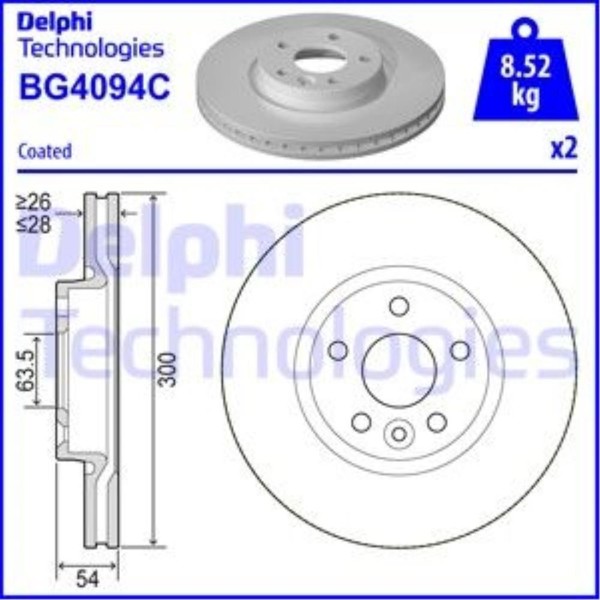 Delphi 2X Bremsscheibe Vorne Ø300 Mm FüR Ford S-Max WA6 2.0 Tdci 2.2 Galaxy BA7-image