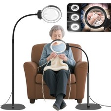 10X 30X Floor Magnifying Glass with Light and Stand,36 LED Flexible Gooseneck...