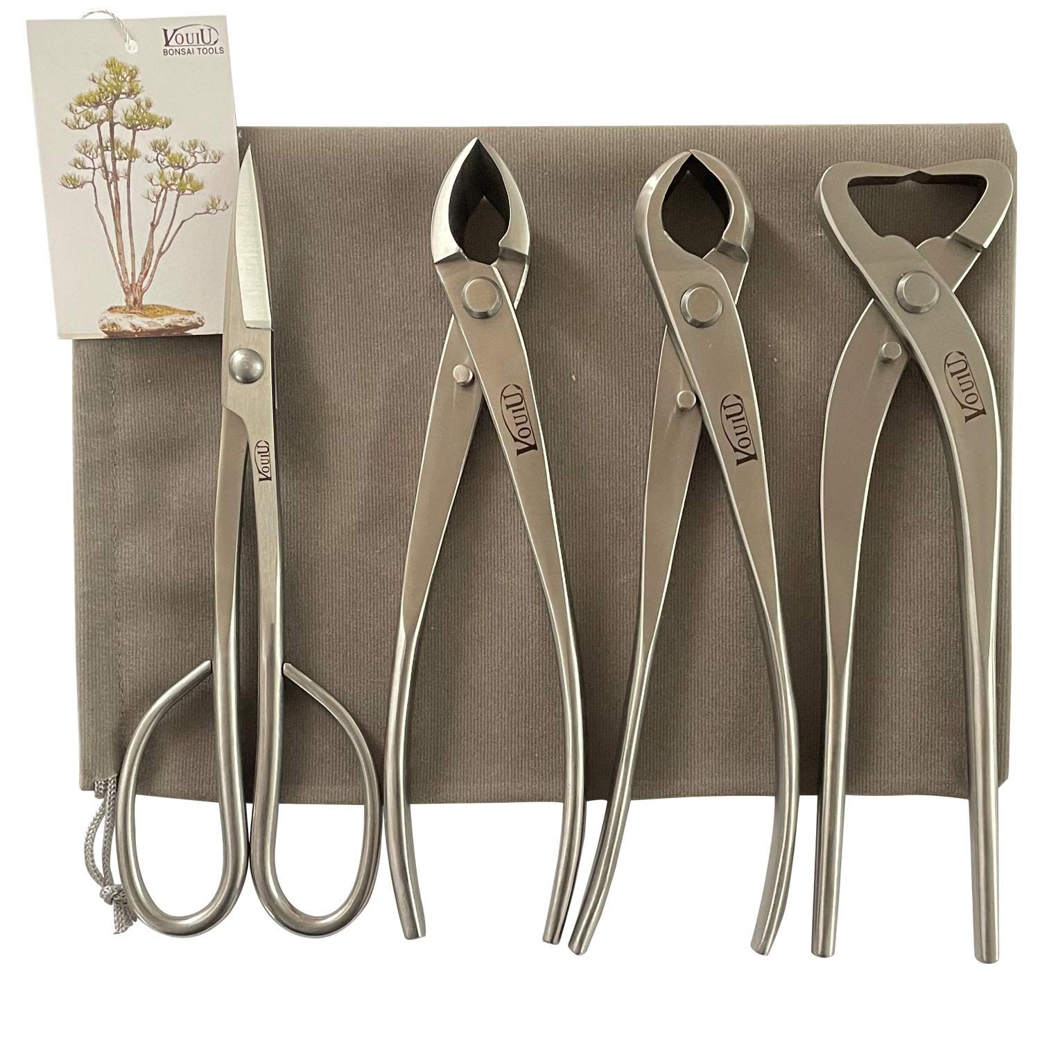 Vouiu 4-Piece Bonsai Tool Set,Concave Cutter,Knob Cutter,Trunk Splitter,Bonsai