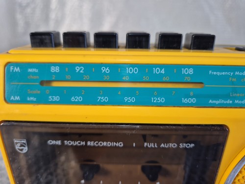 Vintage Philips D7180/60L Radio Kassetten Recorder Farbe Gelb 1980's - Bild 2 von 6