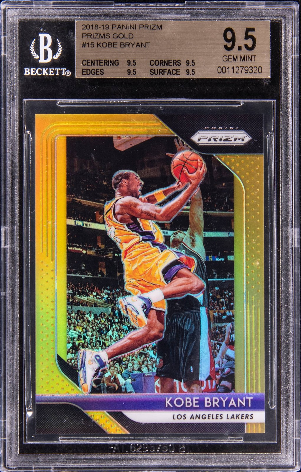 2018-19 Panini Prizm Gold Prizm #15 Kobe Bryant (#06/10) - BGS GEM MINT 9.5