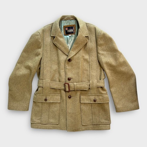 Vintage Cresco Wollgürtel Schießjacke Herren Gr. 42 hellbraun Safari Feldjacke