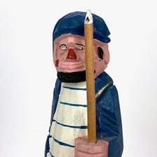 Vtg Wooden Hand Carved Nautical Figurine 10 Ship Sailor Fisherman with Spear