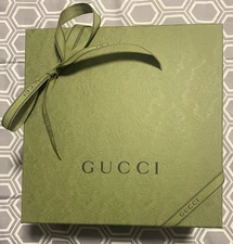 NEW GUCCI Green Brocade Gift Box, Dust Bag & Ribbon - 10.25” x 10.25 x 4.75”