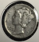 1943-P SILVER MERCURY DIME, FINE+ DETAILS, SHARP COIN, FREE SHIPPING
