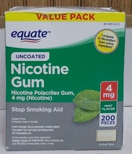 Nicotine Gum Equate Uncoated Mint Flavor 4mg 200 Pieces Expires 12/2026
