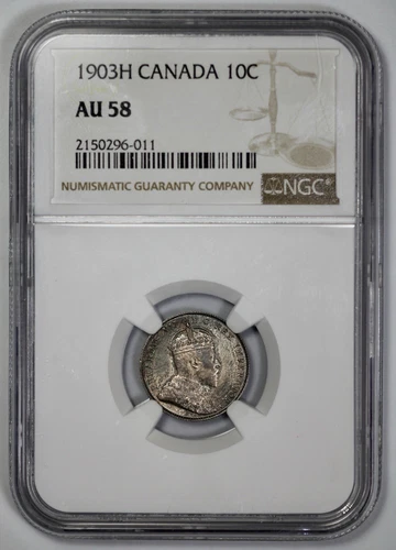 1903-H Canada Silver 10 Cent NGC AU 58