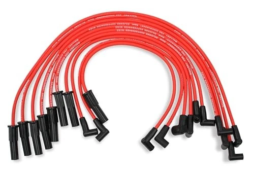Juego de cables de bujía Mallory 611 8 mm rojo profesional bloque pequeño Ford 302 351W 90 HE Foto 4 de 4