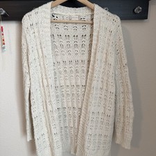 Altard State Open Front Cardigan Knit Crochet Neutral Cream M Cozy Chic Boho