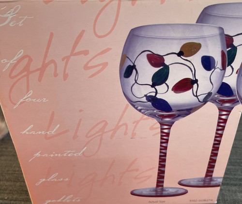Vintage Set Of 4 Culinary Arts Christmas Light Wine Glasses New