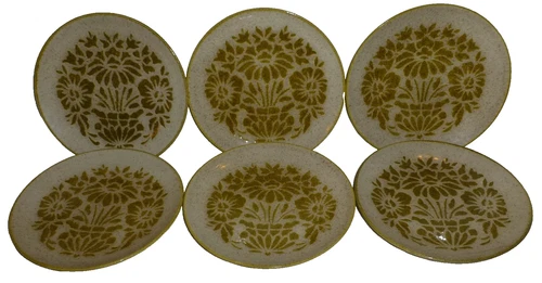 VTG Mid Century Red Wing Pottery - DAMASK 1964 Set Of 6 -7 1/2” Salad Plates EUC
