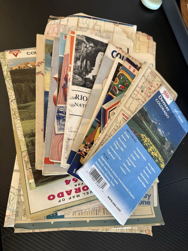 Vintage Colorado And Denver Road Maps Vintage Huge Lot, Conoco And Forest