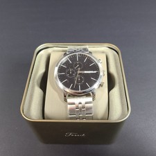 Fossil Men's Luther Chronograph Stainless Steel Watch BQ2328IE Silver Gift Box