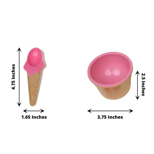 6 Assorted Reusable Plastic Dessert Cups Ice Cream Bowls Spoons Set Party Events - Picture 2 of 9