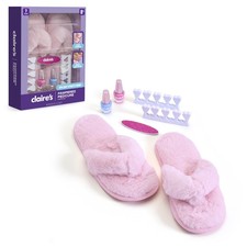 Pedicure Kit, 7-Piece Home Spa Set with Fuzzy Slippers, Nail Polish, Toe Sepa...